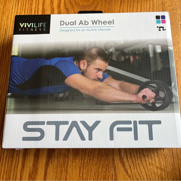 Fitness Bundle Dual Ab Wheel, Upper Body Stretch Cord, Excercise Dice - Picture 2 of 8